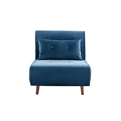 Vente-Unique Fauteuil convertible en velours bleu nuit URIBIA