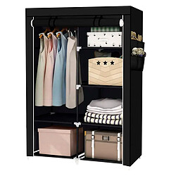 Dressing en tissu avec portes à fermeture éclair et poches latérales Nyana Home Dimensions 165x88x45 cm Noir 