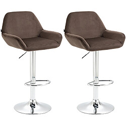 Decoshop26 Lot de 2 tabourets de bar repose-pieds en forme d'arc en métal chromé assise en velours marron 10_0004030 