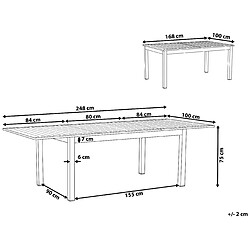 Avis Beliani Table de jardin 168/248 x 100 cm Métal Gris PANCOLE