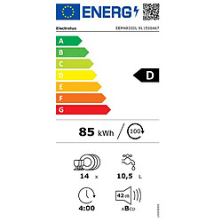 Lave-vaisselle 60cm 14 couverts 42db tout intégrable - eem48330l - ELECTROLUX