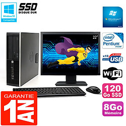 PC HP Compaq 8300 SFF Ecran 22" Intel G850 RAM 8Go Disque 120 Go SSD Wifi W7 - Occasion