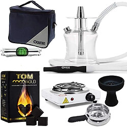 Pack complet chicha Oduman Travel N2 ECO + Chauffe Charbon + Plaque Allume Charbon + Foyer Silicone Vortex