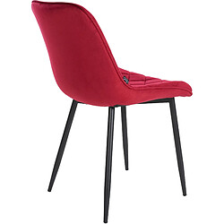 Decoshop26 Lot de 4 chaises de salle à manger en tissu velours confortable rouge pieds métal noir couture losange CDS10427 pas cher