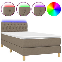 vidaXL Sommier à lattes de lit avec matelas LED Taupe 100x200 cm Tissu