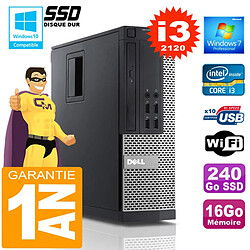 PC DELL 990 SFF Core I3-2120 Ram 16Go Disque 240 Go SSD Wifi W7