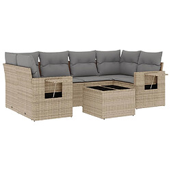 vidaXL Salon de jardin avec coussins 7 pcs beige résine tressée