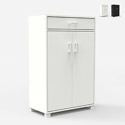 Ahd Amazing Home Design Armoire à chaussures moderne 2 portes tiroirs 15 paires 63x33x95cm Avalyne, Couleur: Blanc