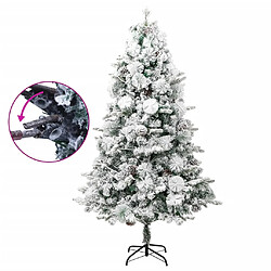 Avis vidaXL Sapin de Noël pré-éclairé avec neige floquée/cônes 195cm PVC/PE