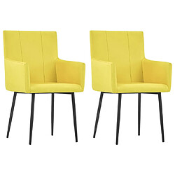 vidaXL Chaises à manger avec accoudoirs lot de 2 jaune tissu 