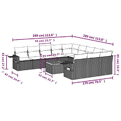 Avis Maison Chic Salon de jardin avec coussins 12 pcs, Ensemble Tables et chaises de jardin, beige résine tressée -GKD886547
