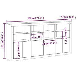 vidaXL Buffet avec lumières LED sonoma gris 202x37x100 cm pas cher