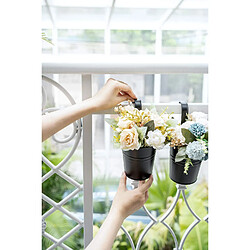 Acheter BESTA Lot de 8 pots de fleurs suspendus en métal avec seau en fer pour balustrade, balcon, jardin, décoration d'intérieur, support de fleurs avec crochet amovible, noir, 10,2 cm.