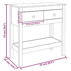 vidaXL Table console 75x35x75 cm Bois massif de pin pas cher