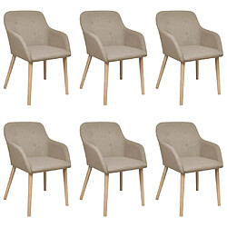 vidaXL Chaises à manger lot de 6 beige tissu et chêne massif 