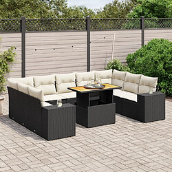 Maison Chic Salon de jardin 10 pcs avec coussins, Ensemble Tables et chaises d'extérieur noir résine tressée -GKD966947