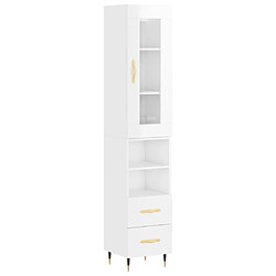 Maison Chic Buffet,Meuble de Rangement,commode pour salon,Cuisine Blanc brillant 34,5x34x180 cm Bois d'ingénierie -MN83329