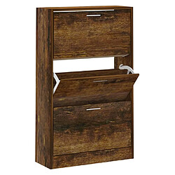 vidaXL Armoire à chaussures Chêne fumé 63x24x103 cm Bois d'ingénierie