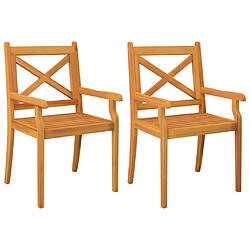 Maison Chic Lot de 2 Chaises à manger jardin,Fauteuil/Chaises à dîner d'extérieur Bois d'acacia massif -MN53358