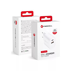 Forcell - Adaptateur Secteur 2 Ports (Port Type A et Type C, 30W, Blanc) Emballage Original 