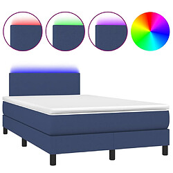 vidaXL Sommier à lattes de lit avec matelas LED Bleu 120x200 cm Tissu