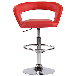 Decoshop26 Lot de 2 tabourets de bar assise moderne en PVC rouge pieds et repose-pieds en métal chromé 10_0004220