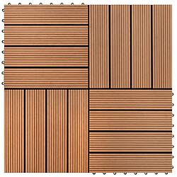 vidaXL Carreau de terrasse 22 pcs 30 x 30 cm 2 m² WPC Marron