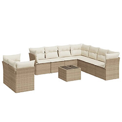 Maison Chic Salon de jardin avec coussins 10 pcs | Ensemble de Table et chaises | Mobilier d'Extérieur beige résine tressée -GKD57371