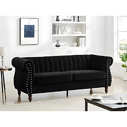 Vente-Unique Canapé chesterfield 3 places en velours noir TRUMBO