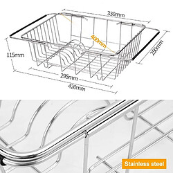 Avis Wewoo Cuisine Égouttoir Évier Égoutter Panier Laver Légumes Fruits Séchage Titulaire En Acier Inoxydable Réglable RackTaille Fond Plat Style