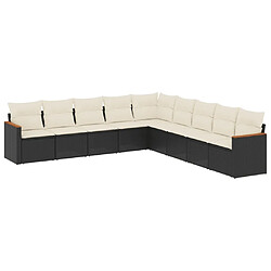 Maison Chic Ensemble Tables et chaises d'extérieur 9 pcs avec coussins,Salon de jardin noir résine tressée -GKD107789