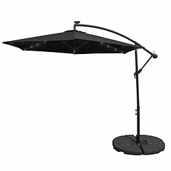 Monstershop Parasol Noir 3m avec LED's Intégrés avec Base Ronde