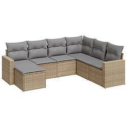 vidaXL Salon de jardin avec coussins 7 pcs beige résine tressée