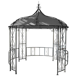 Decoshop26 Pergola pavillon arche de jardin rond tonnelle chapiteau tente de réception cadre en acier robuste Ø 3m gris 04_0004060 