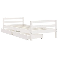 Acheter Maison Chic Lit d'Enfant Chambre - Cadre de lit pour enfant tiroirs blanc 90x200 cm bois de pin massif -MN39094