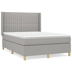 vidaXL Sommier à lattes de lit avec matelas Gris clair 140x200cm Tissu