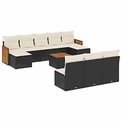 Maison Chic Salon de jardin 11 pcs avec coussins | Ensemble de Table et chaises | Mobilier d'Extérieur noir résine tressée -GKD49848