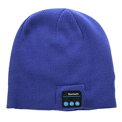 Wewoo Bonnet Connecté bleu pour le garçon et la fille les adultes Chapeau tricoté chaud d'hiver de Bluetooth avec micro