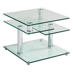 Modern Living Table basse verre et chromé DINO 2 avec 2 plateaux pivotants