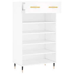 Maison Chic Armoire à Chaussures,Meuble de Rangement à Chaussures blanc 60x35x105 cm bois d'ingénierie -MN10966 pas cher