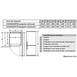 Réfrigérateur combiné 60cm 366l a++ nofrost inox - kg39nviec - SIEMENS pas cher