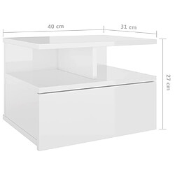 vidaXL Tables de chevet flottantes 2pcs Blanc brillant Bois ingénierie pas cher