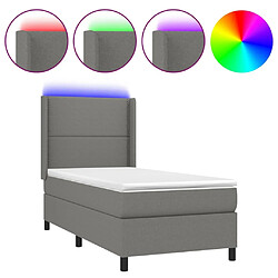 Sommier à lattes et matelas LED,Cadre à lattes de lit pour Adulte Gris foncé 90x200cm Tissu -MN53869