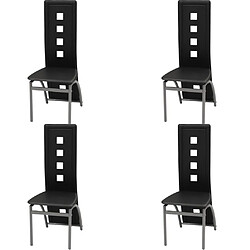 Decoshop26 Lot de 4 chaises de salle à manger cuisine style moderne en synthétique noir CDS021804 