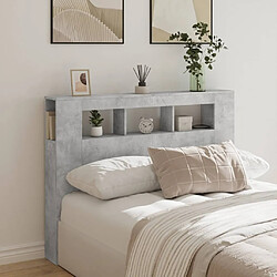 Avis Maison Chic Tête de lit scandinave à LED,meuble de chambre gris béton 140x18,5x103,5cm bois d'ingénierie -MN81785