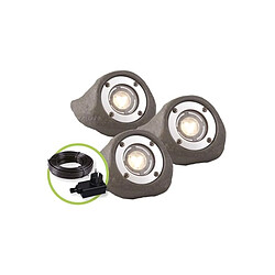 Garden Lights Projecteurs à LED 3 pcs Lapis Gris Polyrésine 3577443