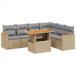 vidaXL Salon de jardin avec coussins 7 pcs beige résine tressée