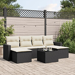 vidaXL Salon de jardin 7 pcs avec coussins noir résine tressée