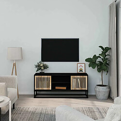 Maison Chic Meuble TV scandinave - Banc TV pour salon noir 105x30x45 cm bois d'ingénierie et fer -MN54771