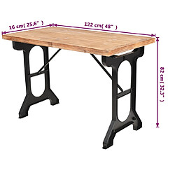 vidaXL Table à manger dessus en bois de sapin massif 122x65x82 cm pas cher